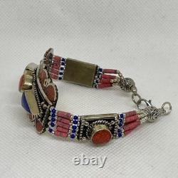 Vintage Native American Lapis Lazuli Bracelet, Bangle, Red, 50s-90s