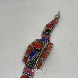 Vintage Native American Lapis Lazuli Bracelet, Bangle, Red, 50s-90s