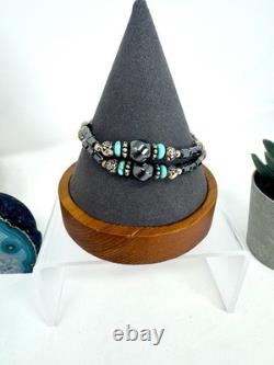 Vintage Native American Layered Turquoise Liquid Silver Necklace & Bracelet Set