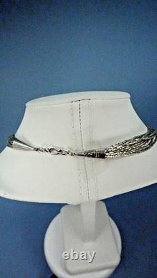 Vintage Native American Liquid Sterling Silver Turquoise Beaded Necklace