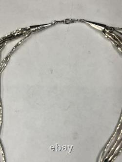 Vintage Native American Liquid Sterling Silver Turquoise Beaded Necklace