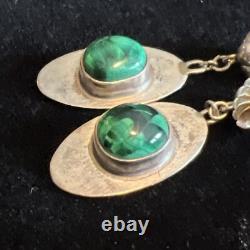 Vintage Native American Malachite Necklace And Earrings Set Wilbur Wauneka