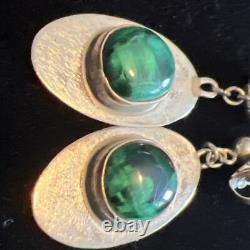 Vintage Native American Malachite Necklace And Earrings Set Wilbur Wauneka