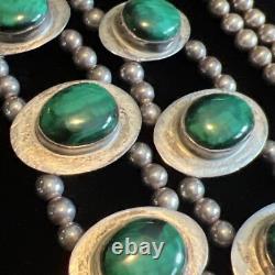 Vintage Native American Malachite Necklace And Earrings Set Wilbur Wauneka