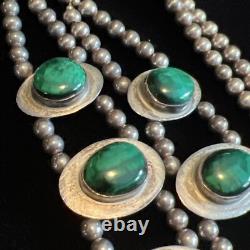 Vintage Native American Malachite Necklace And Earrings Set Wilbur Wauneka