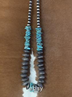 Vintage Native American Mercury Dime And Turquoise Necklace