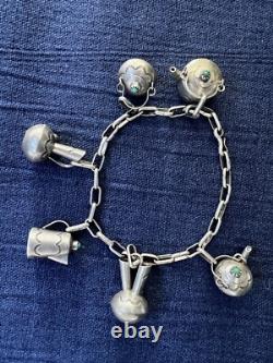 Vintage Native American Miniature Sterling Teapot Vase Jug Charm Bracelet Signed