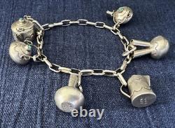 Vintage Native American Miniature Sterling Teapot Vase Jug Charm Bracelet Signed