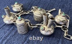 Vintage Native American Miniature Sterling Teapot Vase Jug Charm Bracelet Signed