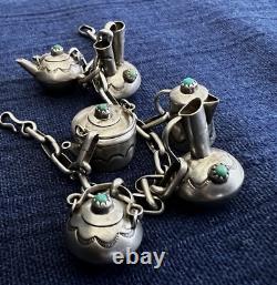 Vintage Native American Miniature Sterling Teapot Vase Jug Charm Bracelet Signed