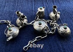 Vintage Native American Miniature Sterling Teapot Vase Jug Charm Bracelet Signed