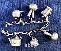 Vintage Native American Miniature Sterling Teapot Vase Jug Charm Bracelet Signed
