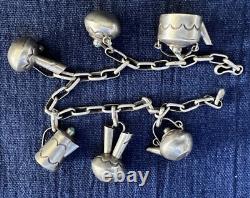 Vintage Native American Miniature Sterling Teapot Vase Jug Charm Bracelet Signed