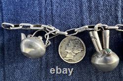 Vintage Native American Miniature Sterling Teapot Vase Jug Charm Bracelet Signed