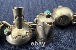 Vintage Native American Miniature Sterling Teapot Vase Jug Charm Bracelet Signed