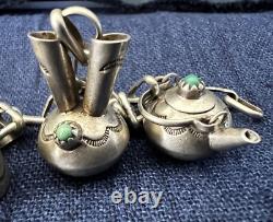Vintage Native American Miniature Sterling Teapot Vase Jug Charm Bracelet Signed