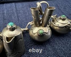 Vintage Native American Miniature Sterling Teapot Vase Jug Charm Bracelet Signed