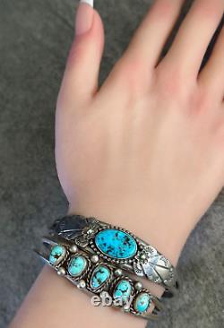 Vintage Native American NAVAJO Juan Guerro Turquoise Sterling silver Bracelet