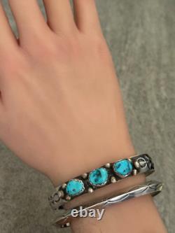 Vintage Native American NAVAJO LFY SLEEPING BEAUTY Turquoise Sterling Bracelet
