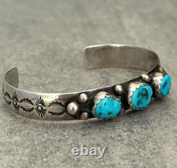 Vintage Native American NAVAJO LFY SLEEPING BEAUTY Turquoise Sterling Bracelet