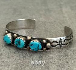 Vintage Native American NAVAJO LFY SLEEPING BEAUTY Turquoise Sterling Bracelet