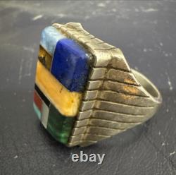 Vintage Native American NAVAJO Ray Jack Multi Stone Authentic Sterling Ring