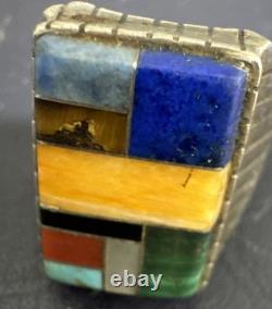 Vintage Native American NAVAJO Ray Jack Multi Stone Authentic Sterling Ring