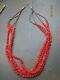 Vintage Native American Natural Red Coral Sterling Silver 4 Strand necklace