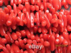 Vintage Native American Natural Red Coral Sterling Silver 4 Strand necklace