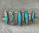 Vintage Native American Navajo 5 Turquoise Row Sterling silver Bracelet