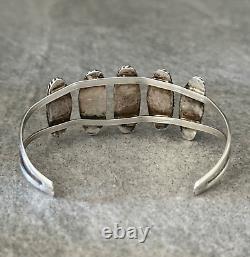 Vintage Native American Navajo 5 Turquoise Row Sterling silver Bracelet