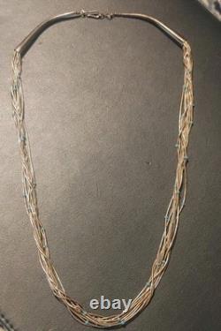 Vintage Native American Navajo 925 Sterling Liquid Silver 10 Strand Necklace
