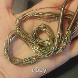 Vintage Native American Navajo 925 Sterling Liquid Silver 10 Strand Necklace