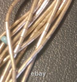 Vintage Native American Navajo 925 Sterling Liquid Silver 10 Strand Necklace
