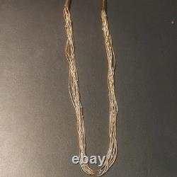 Vintage Native American Navajo 925 Sterling Liquid Silver 10 Strand Necklace
