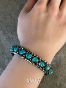 Vintage Native American Navajo APACHITO Turquoise Sterling silver Bracelet 7