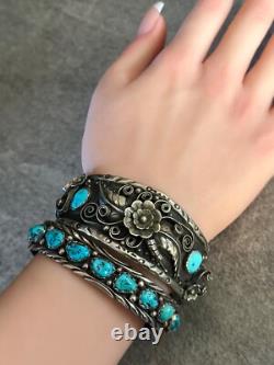 Vintage Native American Navajo APACHITO Turquoise Sterling silver Bracelet 7