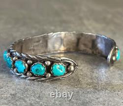 Vintage Native American Navajo APACHITO Turquoise Sterling silver Bracelet 7