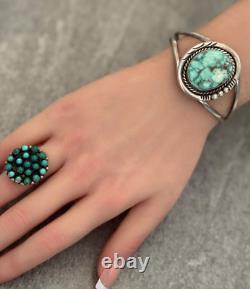 Vintage Native American Navajo BIG HACHITA Turquoise Sterling Silver Bracelet