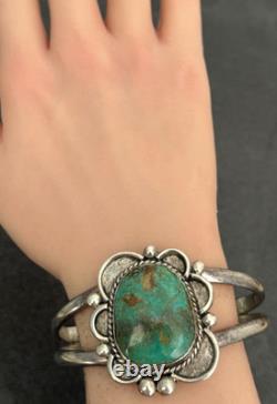Vintage Native American Navajo BIG ROYSTON Turquoise Sterling Bracelet 51g 7.25