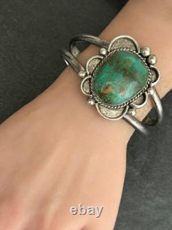Vintage Native American Navajo BIG ROYSTON Turquoise Sterling Bracelet 51g 7.25