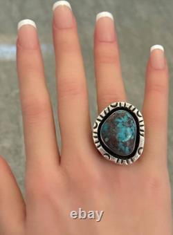 Vintage Native American Navajo BISBEE Turquoise Sterling Silver RING 11