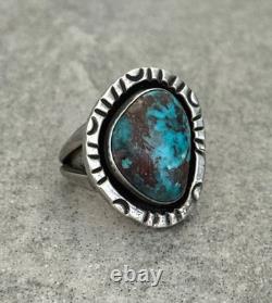 Vintage Native American Navajo BISBEE Turquoise Sterling Silver RING 11