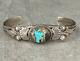 Vintage Native American Navajo BOULDER RIBBON Turquoise silver Bracelet