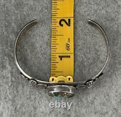 Vintage Native American Navajo BOULDER RIBBON Turquoise silver Bracelet
