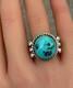 Vintage Native American Navajo Blue Turquoise Sterling Silver RING 13.7g Size 10