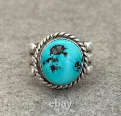 Vintage Native American Navajo Blue Turquoise Sterling Silver RING 13.7g Size 10