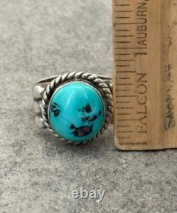 Vintage Native American Navajo Blue Turquoise Sterling Silver RING 13.7g Size 10