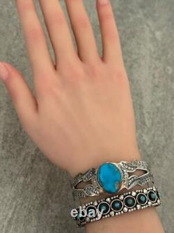 Vintage Native American Navajo Blue Turquoise Sterling silver Bracelet