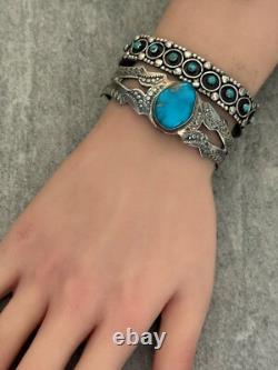 Vintage Native American Navajo Blue Turquoise Sterling silver Bracelet